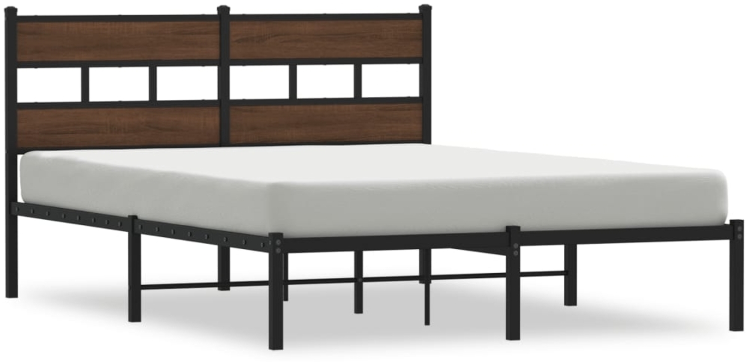 vidaXL Bettgestell ohne Matratze mit Kopfteil Braun Eiche 137x190 cm 4017150 Bild 1