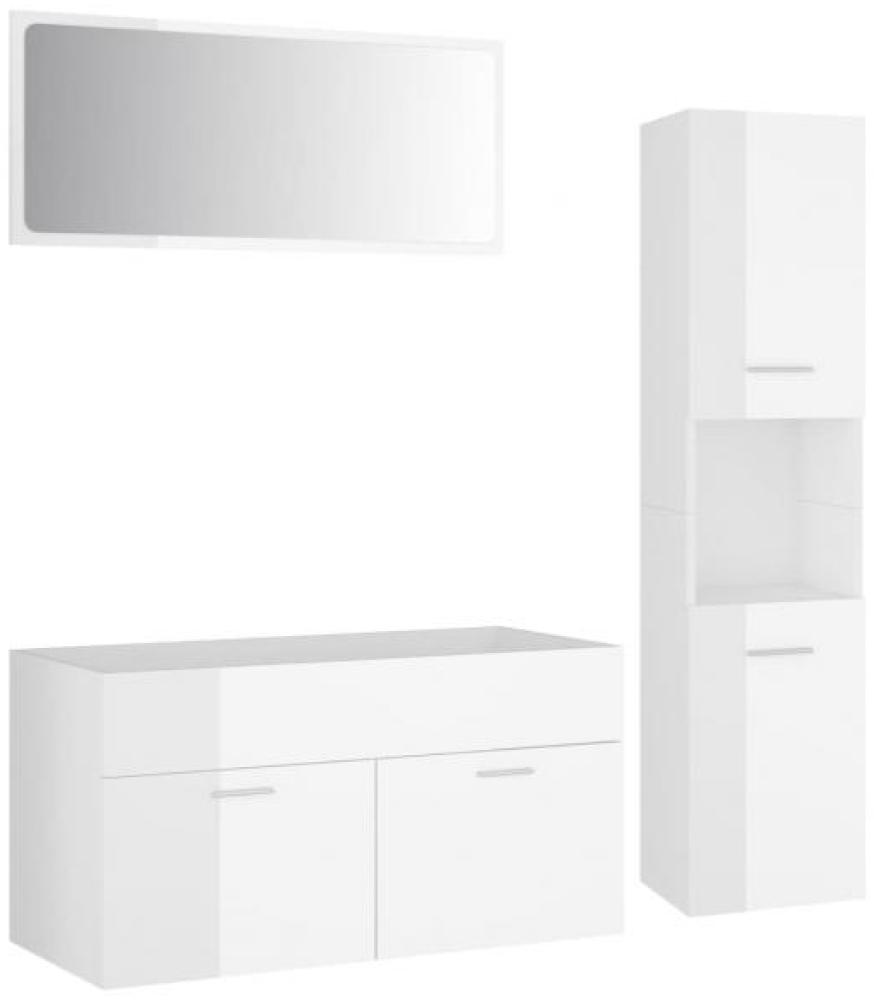 vidaXL Badmöbel-Set Hochglanz-Weiß Spanplatte, 90 x 38,5 x 46 cm [3070979] Bild 1