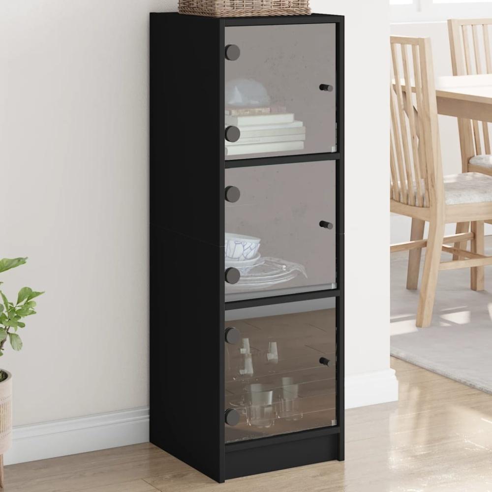 vidaXL Highboard mit Glastüren Schwarz 35x37x109 cm 836386 Bild 1