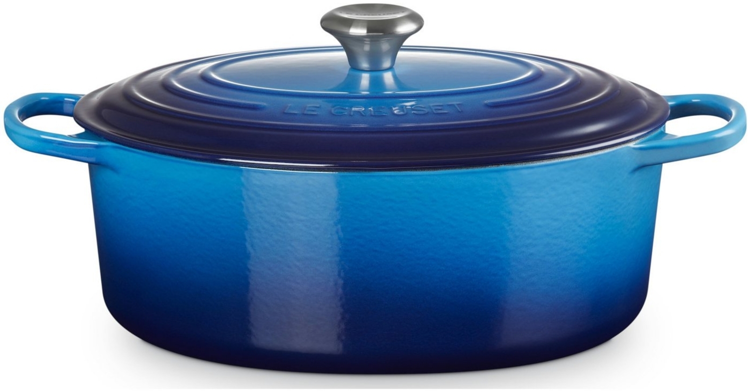 Le Creuset Bräter 'Signature' , Gusseisen , Oval, für alle Herdarten und Induktion geeignet, Azure, 31,0 cm Bild 1