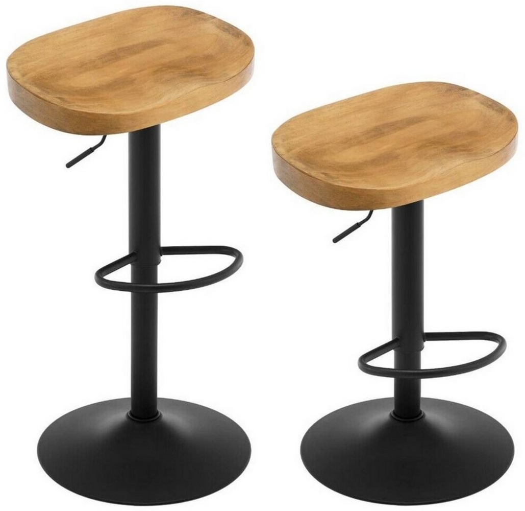Woltu Barhocker (2 St), drehbar, mit Sattelsitz Fußstütze, aus Massivholz Metall Bild 1
