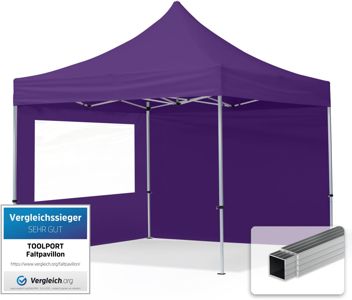 3x3 m Faltpavillon, ECONOMY Alu 32mm, Seitenteile mit Panoramafenster, lila Bild 1