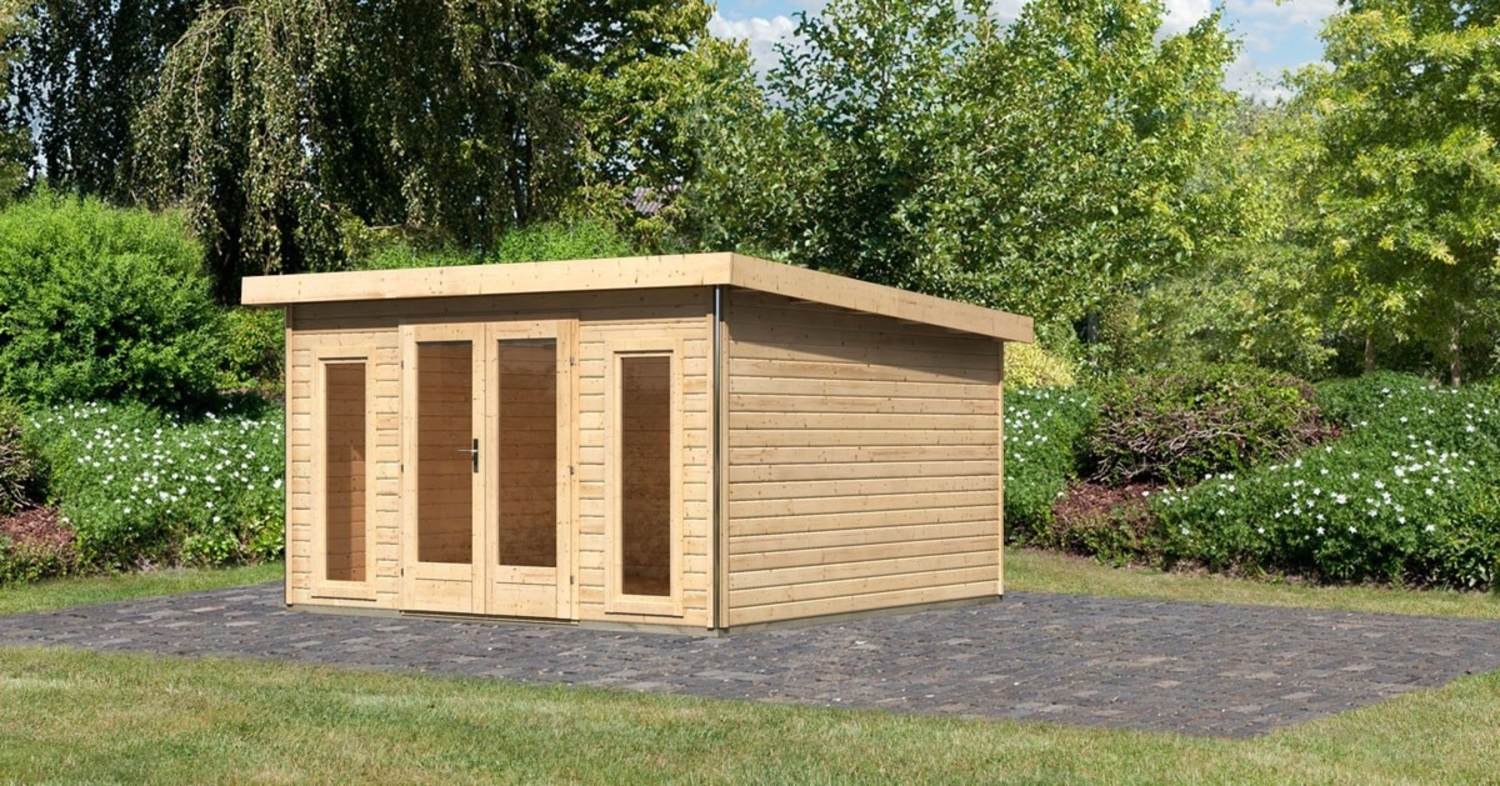 Gartenhaus Radeburg 3 - 369x369 cm, 40 mm Holz naturbelassen, Karibu Bild 1