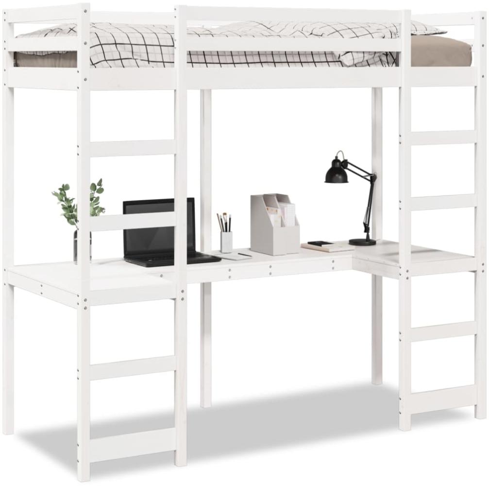 vidaXL Hochbett ohne Matratze Weiß 80x200 cm Massivholz Kiefer 3308569 Bild 1