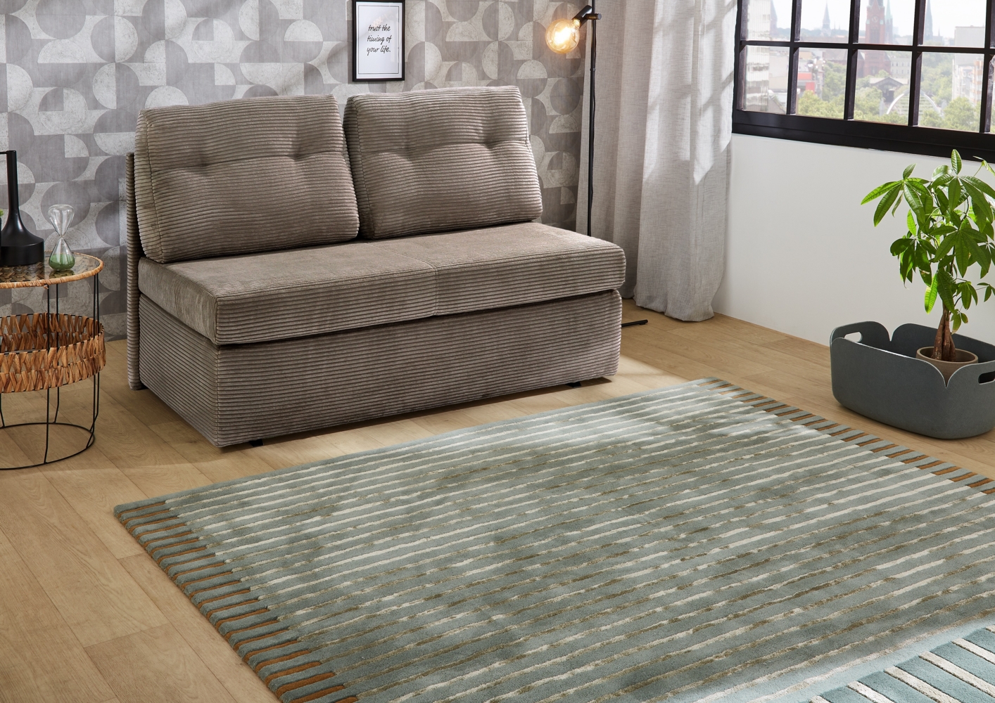 Job 'Torben' Funktionssofa, Cord taupe Bild 1