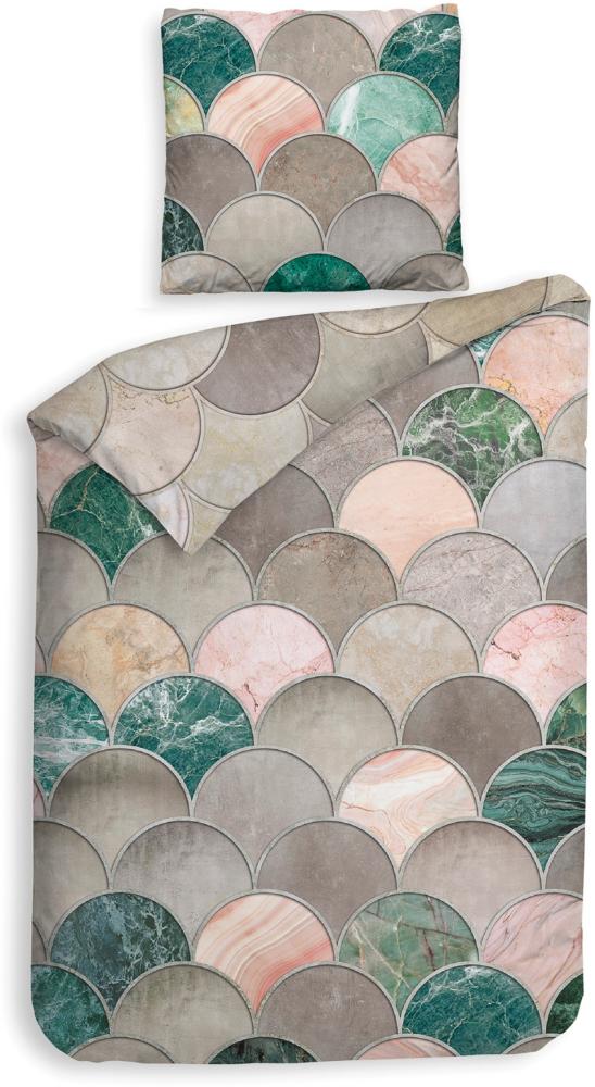 Heckett & Lane Mako-Satin Eco Bettwäsche 155x220 Arana Muscheln Bögen Wende bunt Bild 1