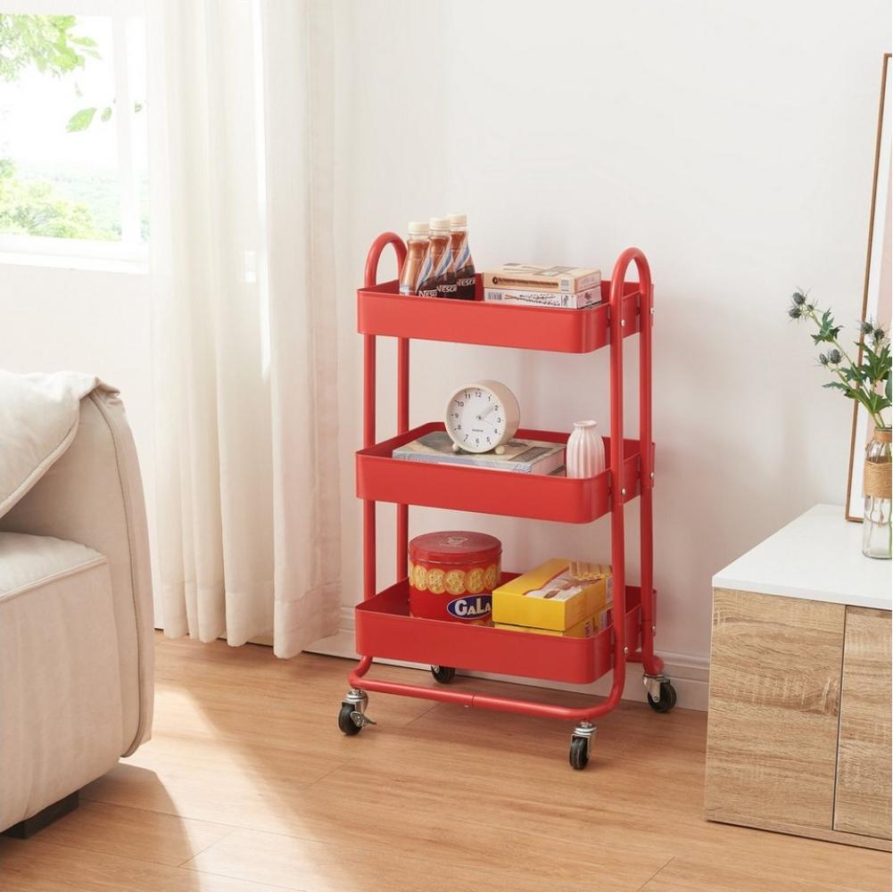 en.casa Küchenrollwagen Pyhäntä mit 4 Ebenen Rot, 103,5 x 46 x 35 cm Bild 1