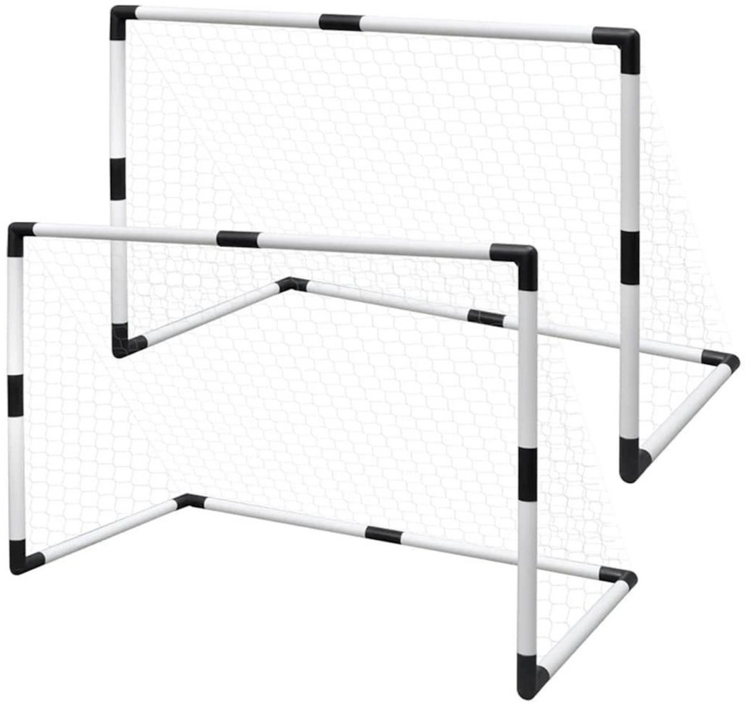 vidaXL Mini-Fußballtor, 2er-Set, Kunststoff weiß / schwarz, 91,5 x 48 x 61 cm Bild 1