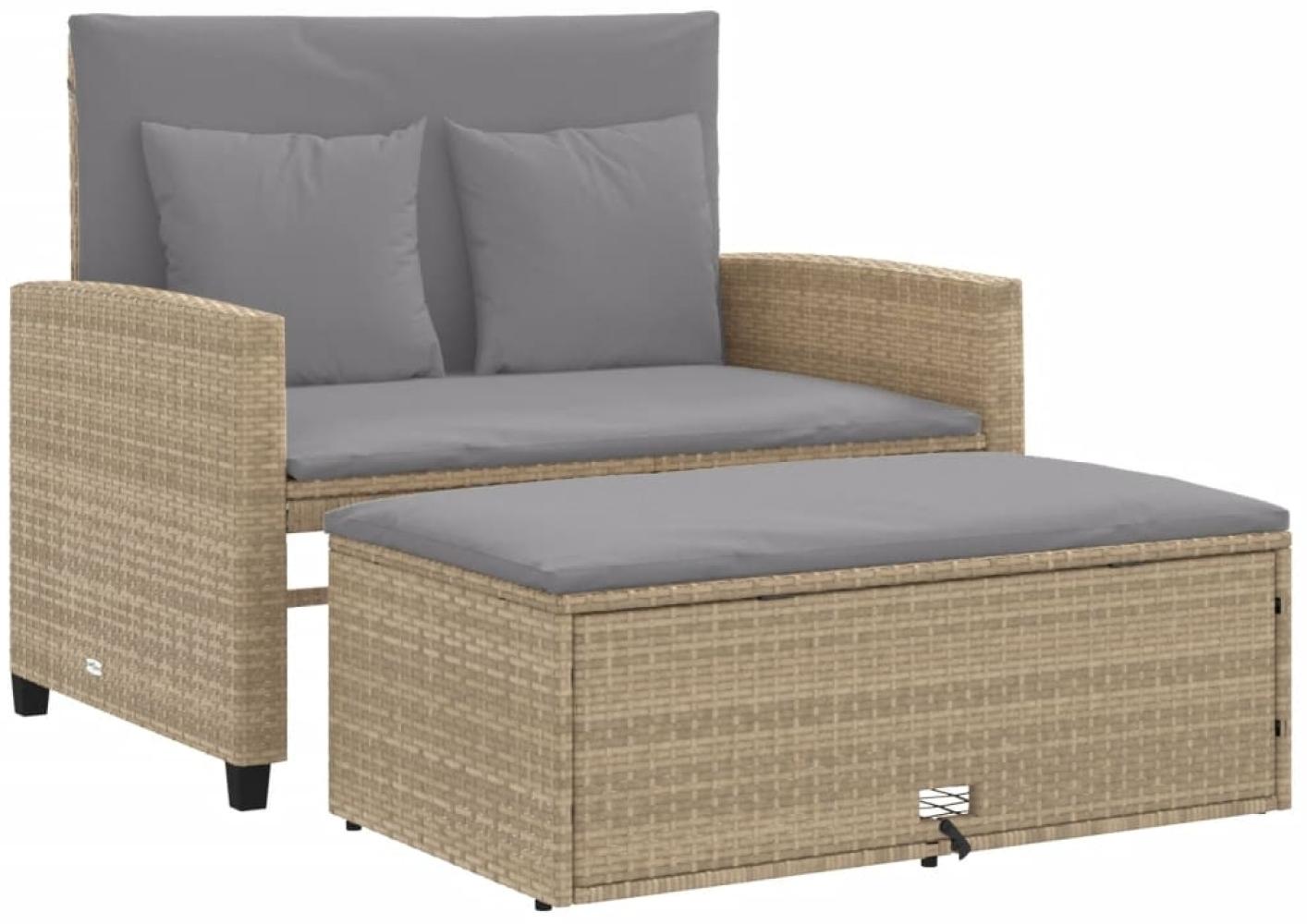 vidaXL Gartensofa mit Kissen 2-Sitzer Beige Poly Rattan 365136 Bild 1