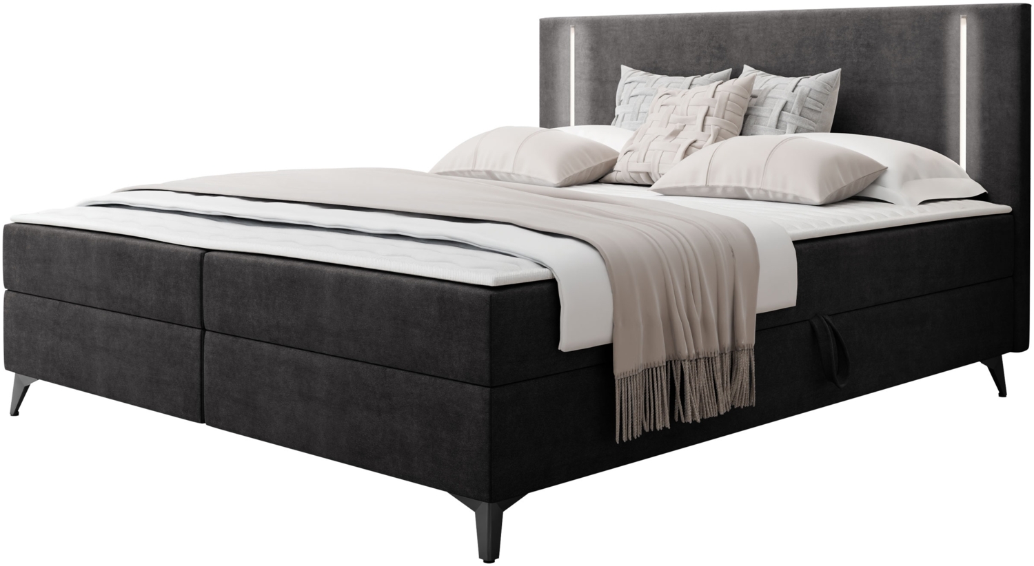 Boxspringbett Ono 2 mit LED-Beleuchtung, zwei Bettkästen (Farbe: Manila 18, Größe: 160 x 200 cm) Bild 1
