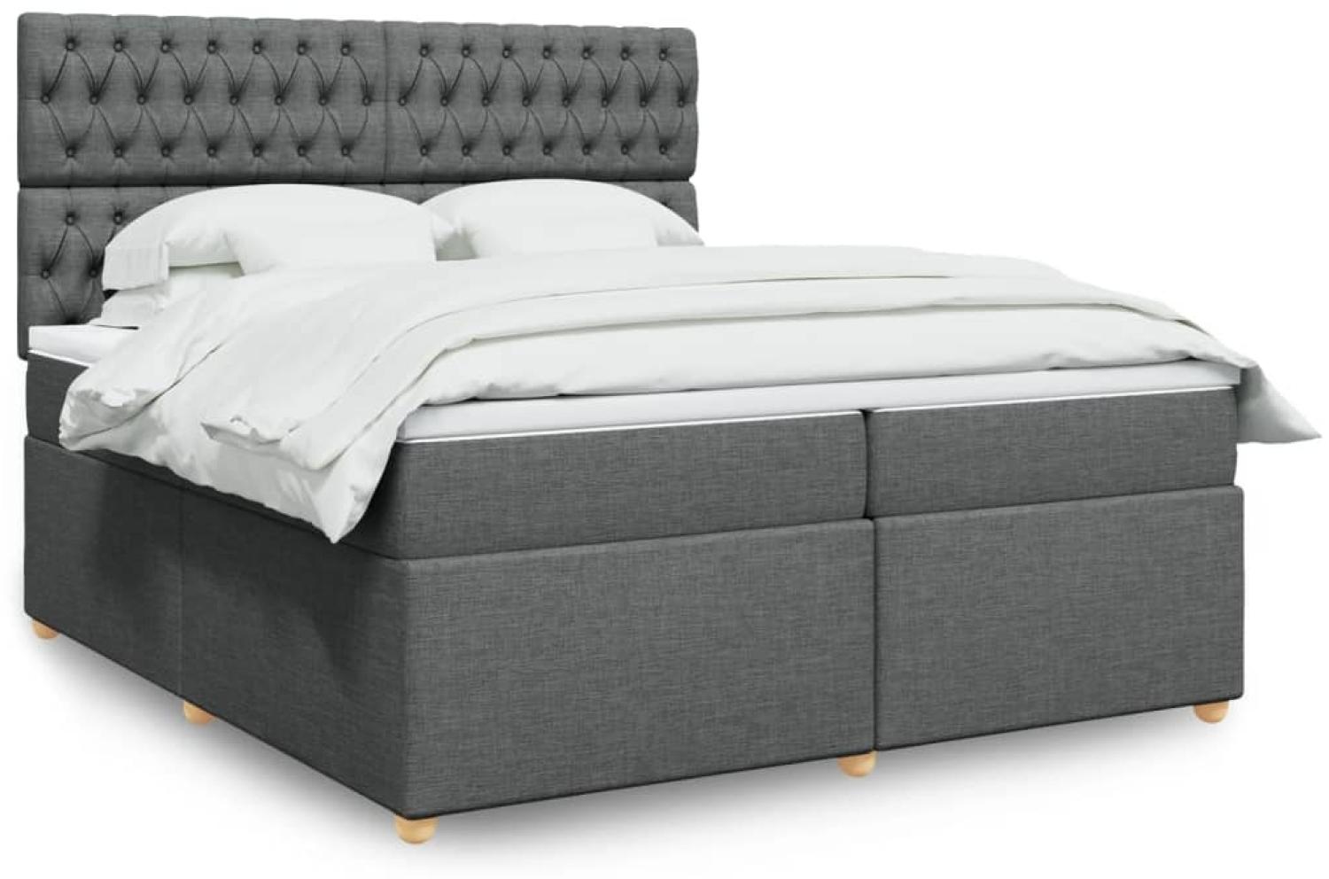 vidaXL Boxspringbett mit Matratze Dunkelgrau 200x200 cm Stoff 3293695 Bild 1