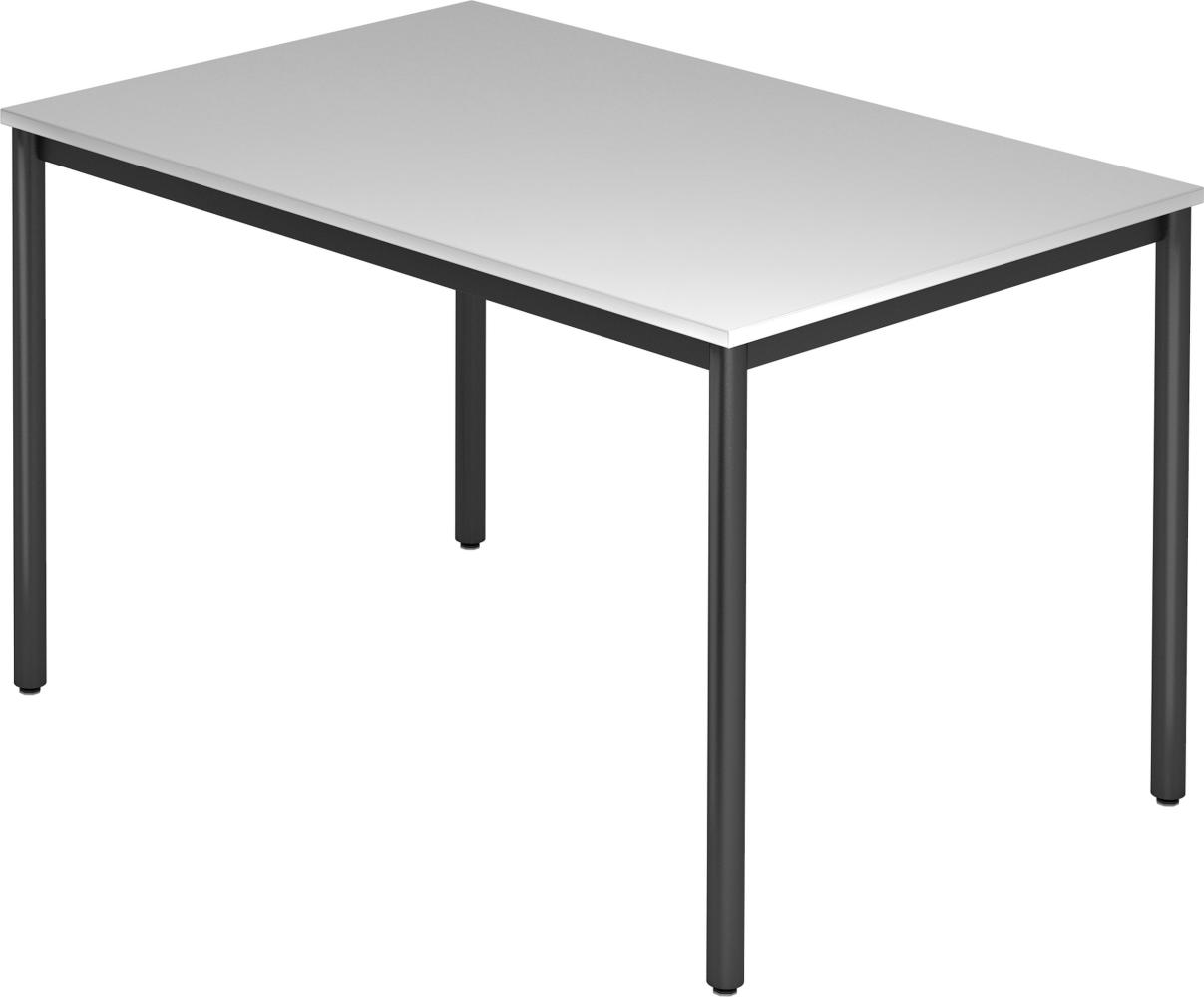 bümö Multifunktionstisch grau, Tisch 120 x 80 cm, Tischfuß rund in schwarz - einfacher Tisch klein, Besprechungstisch System D-Serie, Konferenztisch, Meetingtisch, Mehrzwecktisch, Pausentisch, DR12-5-D Bild 1