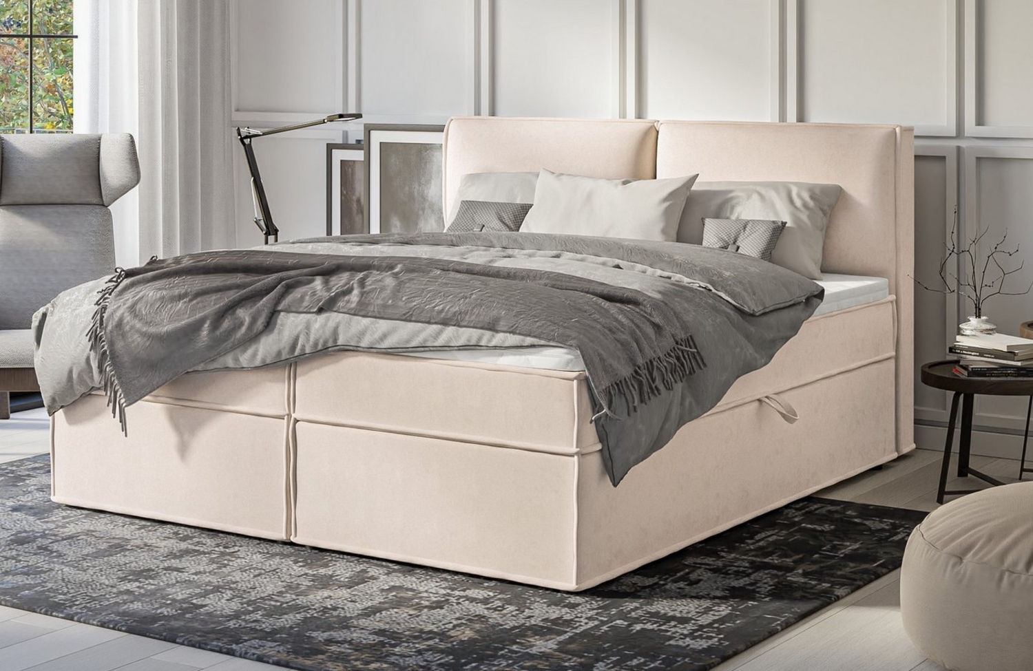 S-Style Möbel Boxspringbett Plaza mit Topper und Bettkästen aus Luxusmicrofaser, mit Topper und Bettkasten / zwei Bettkästen (je nach Bettgröße) Bild 1