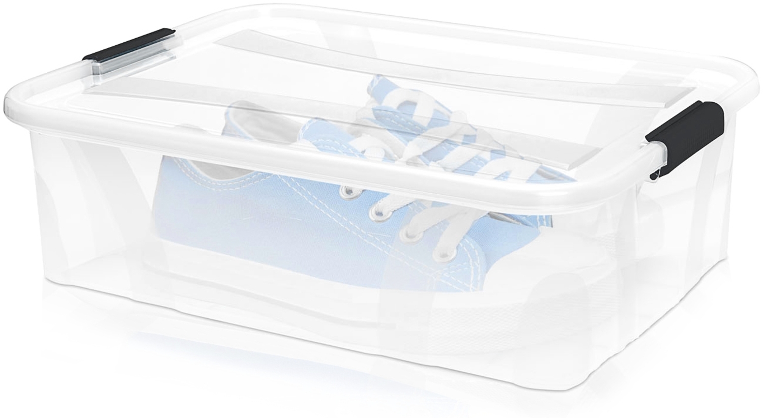 BigDean Aufbewahrungsbox mit Deckel transparent - 7L + Clipverschluss - Stapelbox Ordnungsbox Clipbox Lagerbox Box mit Deckel Storage Boxes - Klarsichtbox mit Deckel – stapelbar durchsichtig Bild 1