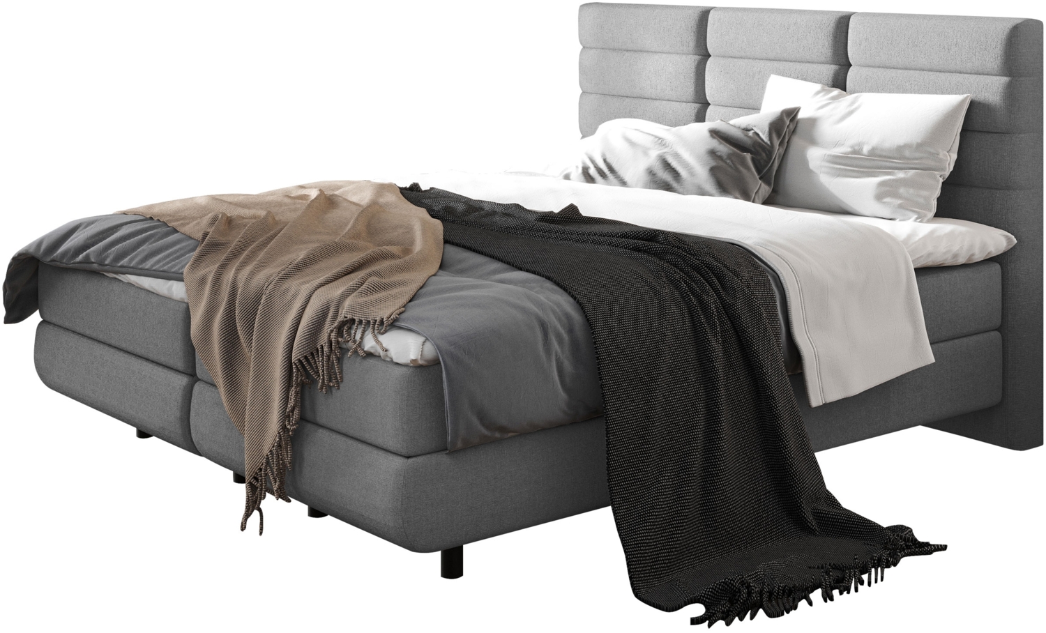 Boxspringbett Symphony, Grau, 140x200 cm Bild 1