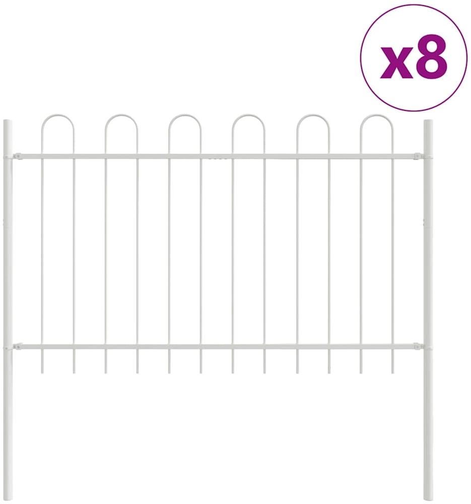 vidaXL Gartenzaun Weiß 13.6 x 0.8 m Pulverbeschichteter Stahl 3334164 Bild 1