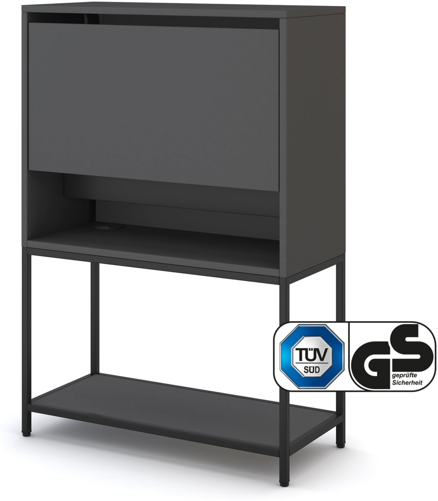 ASSMANN Sekretär Cubas Basic Schwarz 80x36x116cm Metall Holz Bild 1