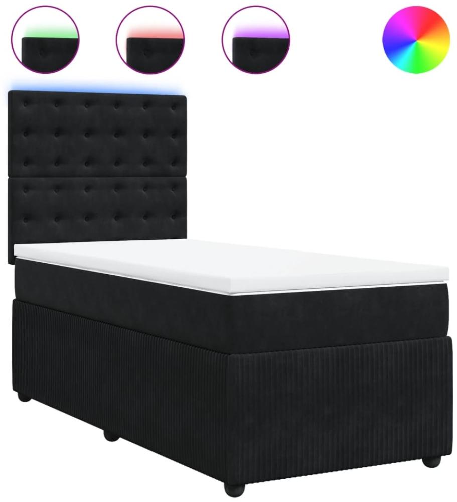 vidaXL Boxspringbett mit Matratze Schwarz 80x200 cm Samt 3294504 Bild 1