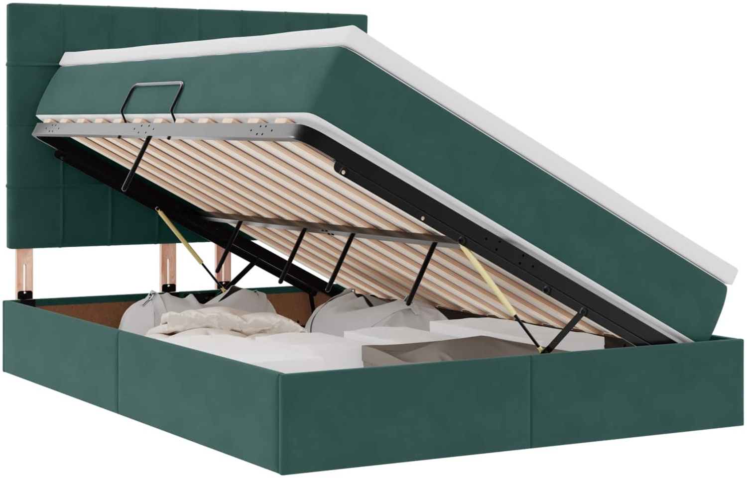 vidaXL Bett mit Stauraum und LED Dunkelgrün 140x190 cm Samt 3372030 Bild 1