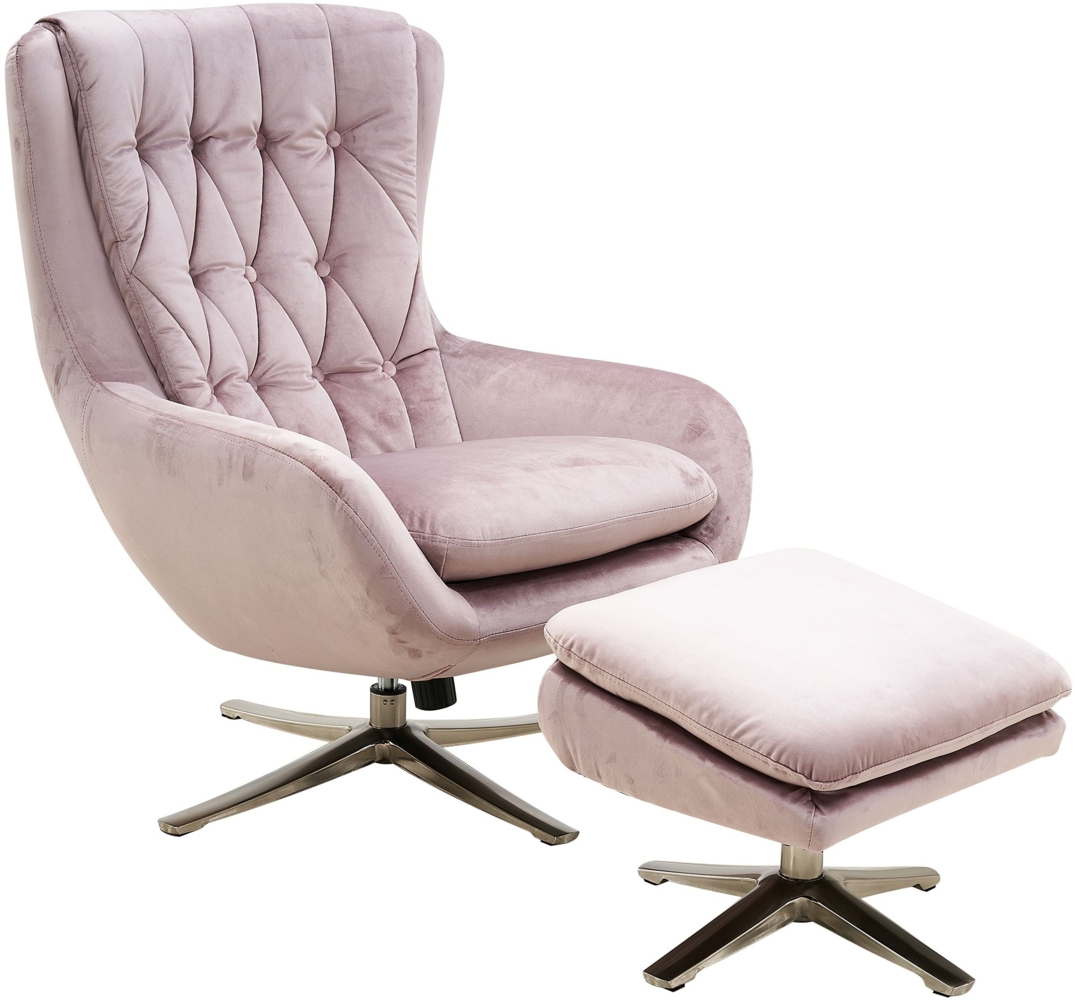 Relaxsessel FM-479 mit Hocker, Samt Rosa Bild 1