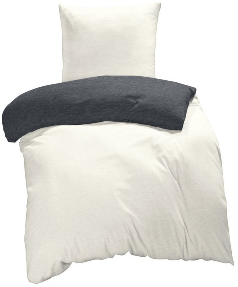 One Home Bettwäsche Melange, Flanell, 4 teilig, modern meliert, Baumwolle kuschelig warme weiche Biber Winter Bild 1