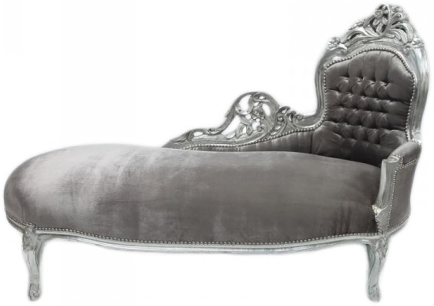 Casa Padrino Barock Chaiselongue "King" Grau/Silber - Möbel Wohnzimmer Liege Recamiere Bild 1