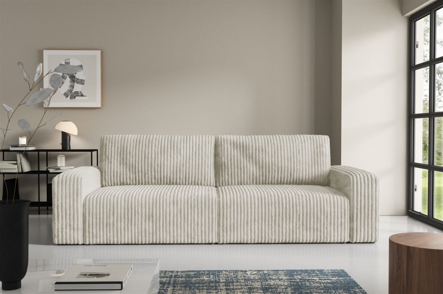 Sofa 3-Sitzer mit Schlaffunktion NATALIA in Stoff Tilia Creme Bild 1