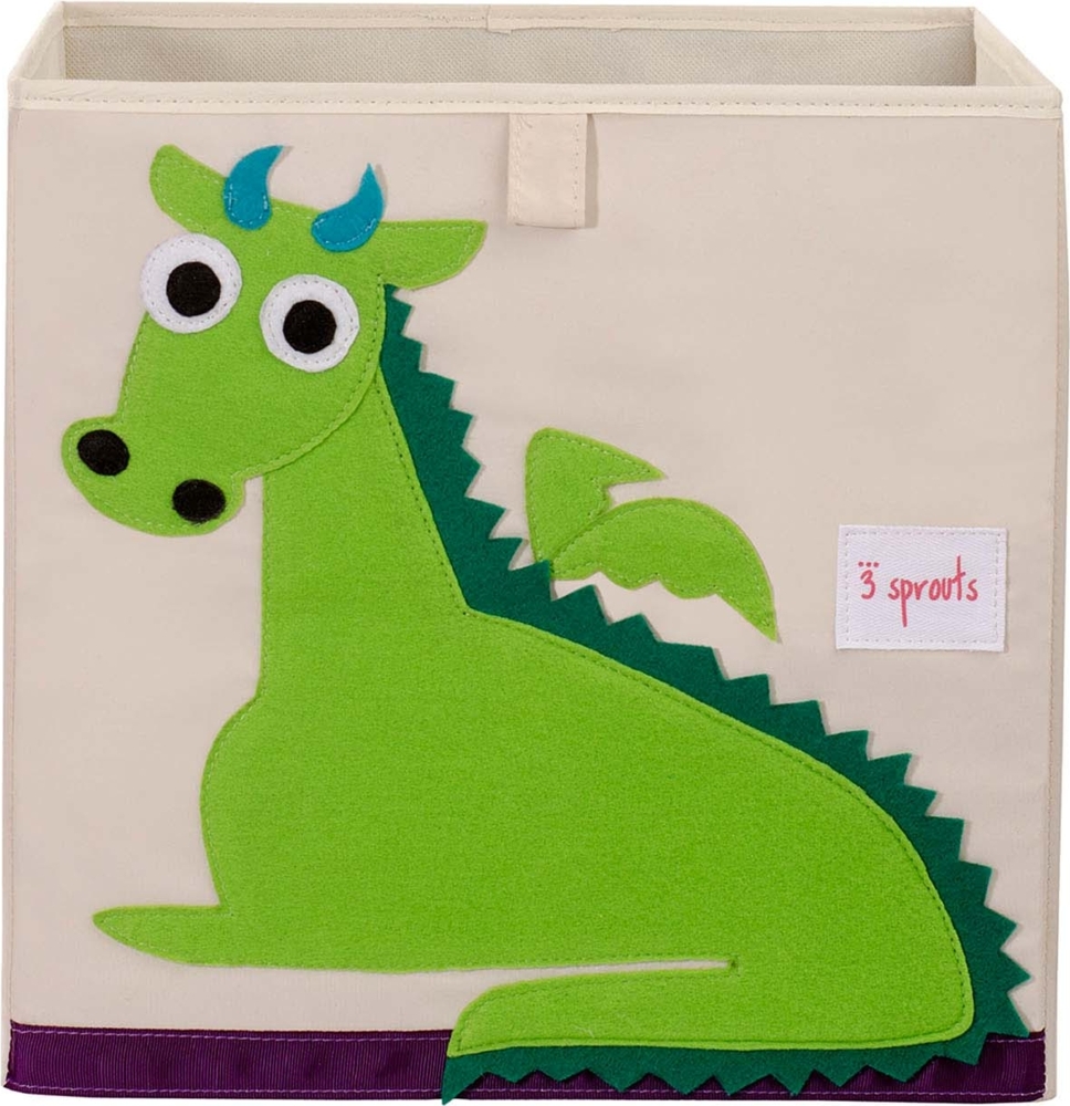 Aufbewahrung im Kinderzimmer | Spielzeugbox grüner Drache, 33 x 33 x 33 cm, von 3 sprouts Bild 1