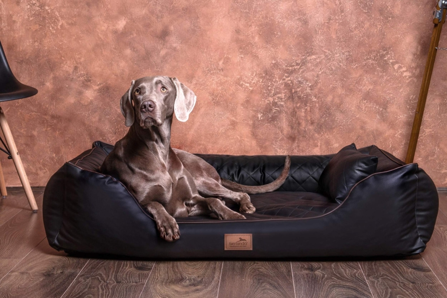 LOUIS Kunstleder gesteppt Orthopädisches Hundebett - 80x60cm, 03 Schwarz Bild 1