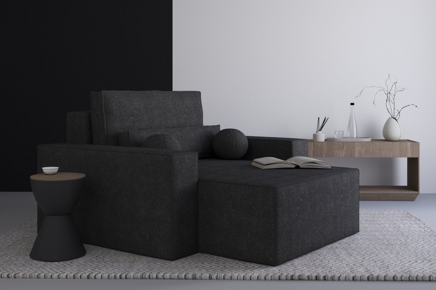 MOEBLO Chaiselongue Denver aus Bouclé, Elegante und Bequeme Chaiselongue für Ihr Wohnzimmer, Liege, Chaiselongue aus Bouclé - Hochwertige Materialien, Modernes Design und Ultimativer Komfort Bild 1