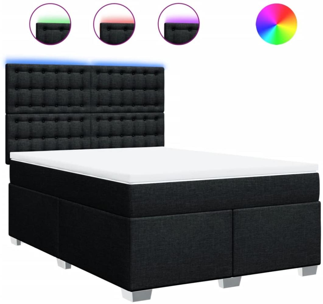 vidaXL Boxspringbett mit Matratze Schwarz 160x200 cm Stoff 3292855 Bild 1