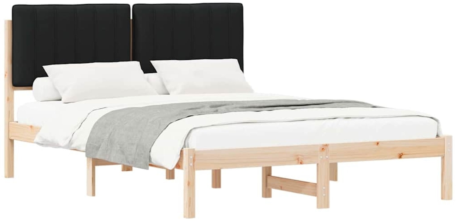 vidaXL Bettgestell mit gepolstertem Kopfteil Schwarz 140 x 200 cm 878046 Bild 1