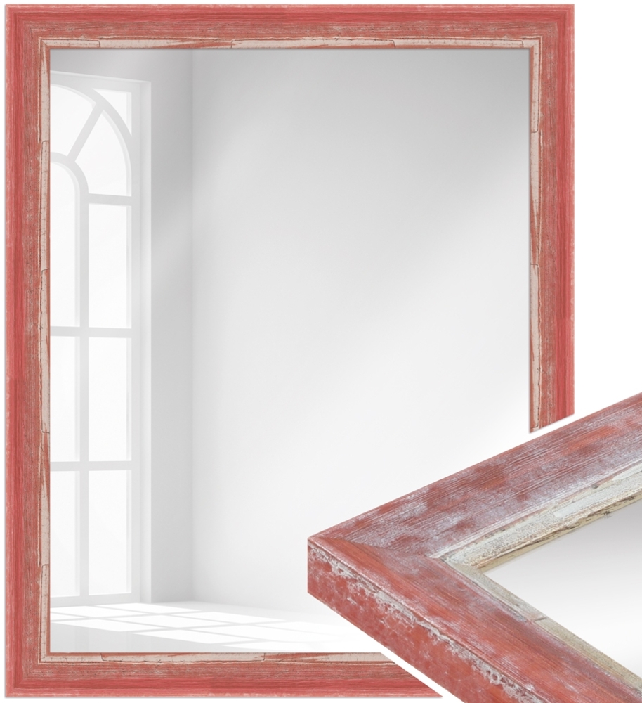 WANDStyle Wandspiegel H640 aus Massivholz in Rot 36 x 96 cm im Stil Shabby-Chic Bild 1