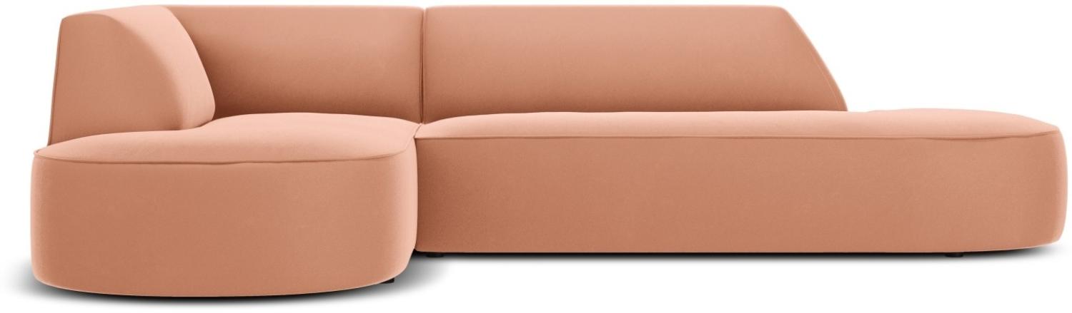 Micadoni 4-Sitzer Samtstoff Modular Ecke links Sofa Ruby | Bezug Pink | Beinfarbe Black Plastic Bild 1