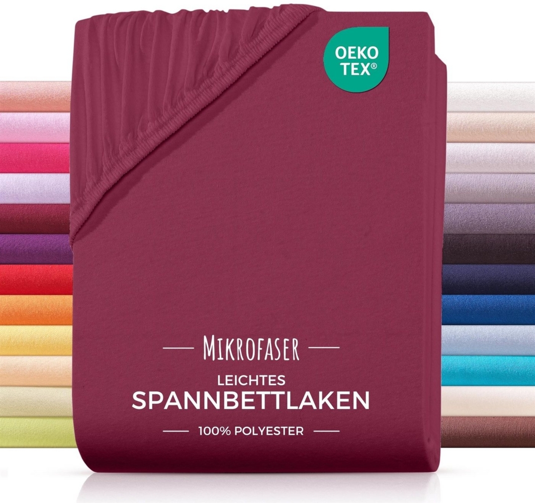 Carpe Sonno Spannbettlaken Mikrofaser Spannbettlaken aus 100% Polyester, Mikrofaser, Gummizug: rundum, (1 Stück), Weiches Spannbetttuch Bügelfrei & Pflegeleicht, 100x200 Bordeaux Bild 1