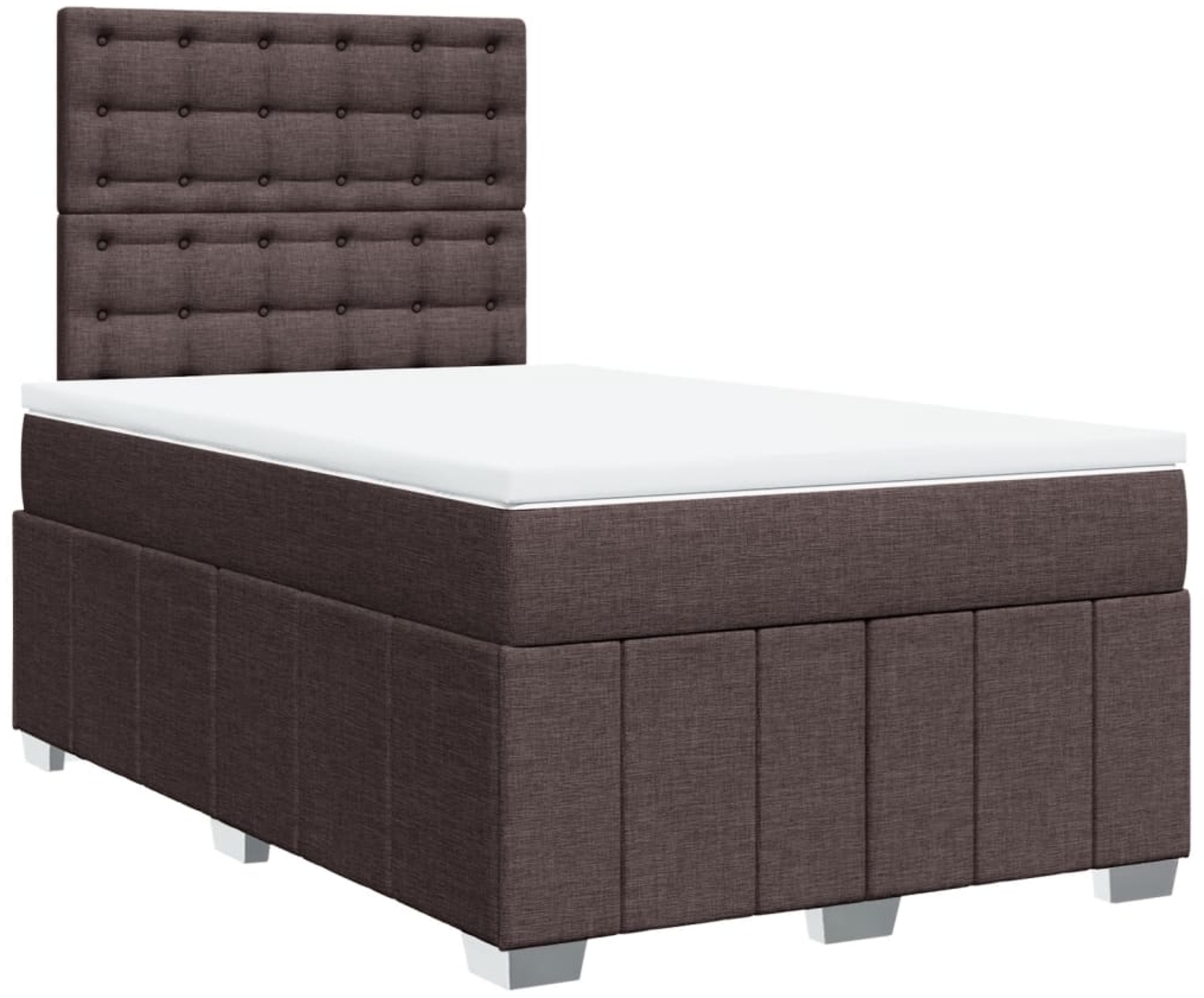 vidaXL Boxspringbett mit Matratze Dunkelbraun 120x190 cm Stoff 3291624 Bild 1
