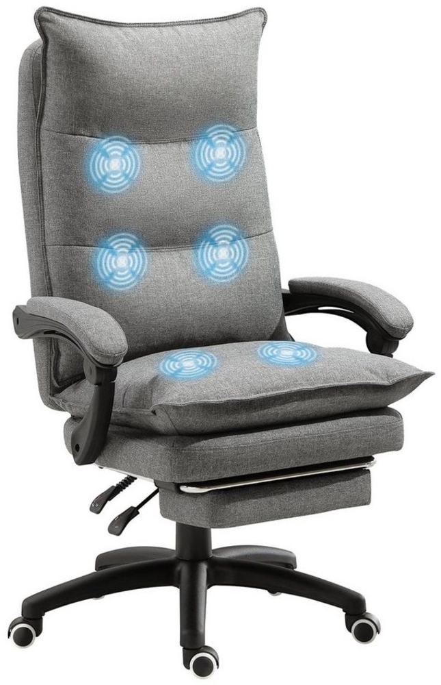 Vinsetto Schreibtischstuhl massage Drehstuhl, Massagefunktion, Chefsessel, höhenverstellbar (Bürostuhl, 1 St), für Büro, Grau Bild 1