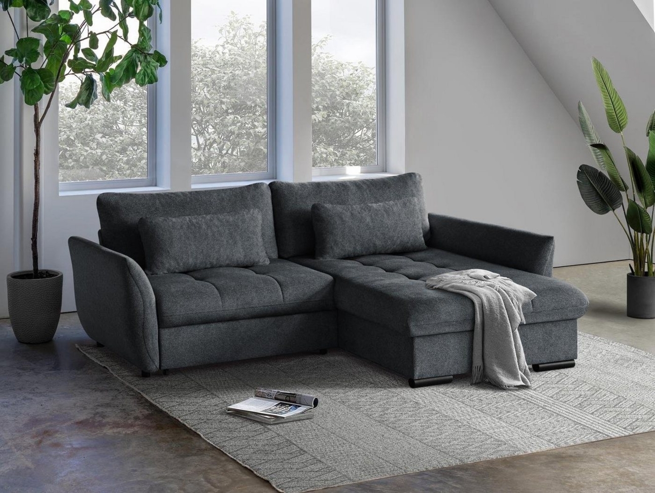 Beautysofa Ecksofa Caro, Lieferung beinhaltet die Einbringung in die Wohnung, 240 cm Corner Sofa, stilvoll Wohnzimmerecke, mit Relaxfunktion, mit Bettkasten, inklusive Federkern Bild 1