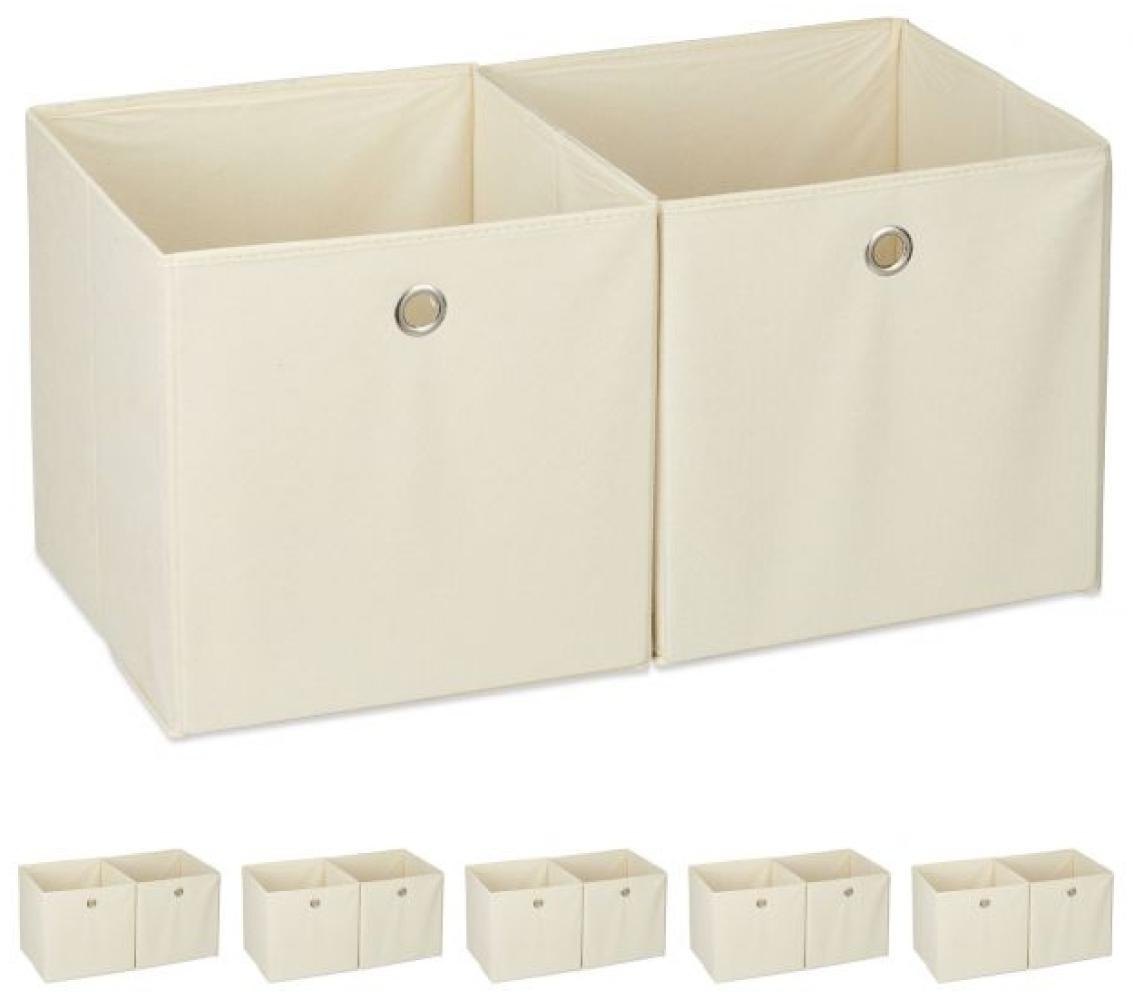 12 x Aufbewahrungsbox Stoff beige Bild 1