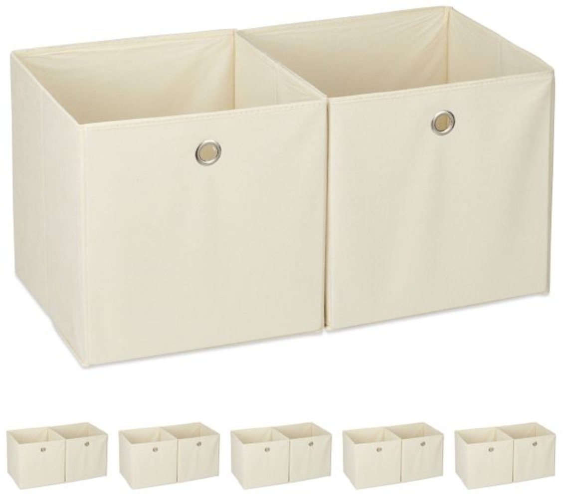 12 x Aufbewahrungsbox Stoff beige Bild 1