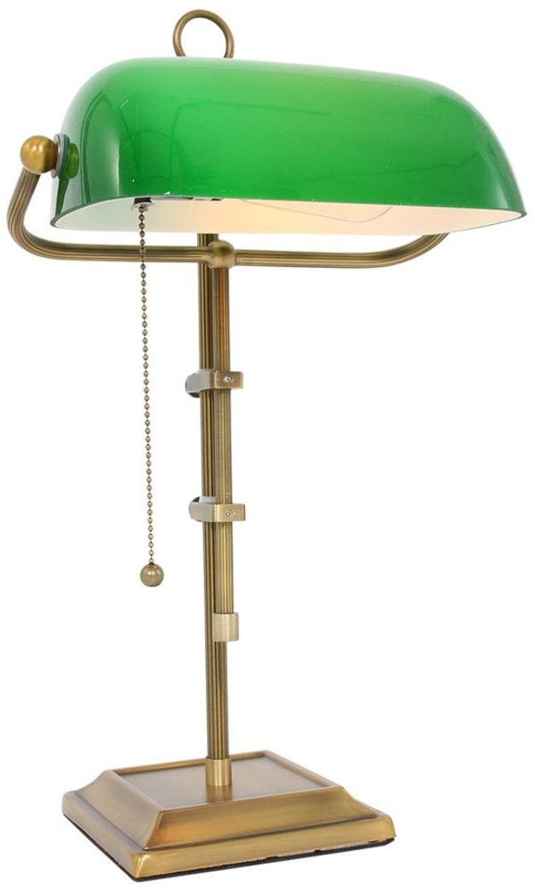 Schreibtischlampe, bronze, Glasschirm grün, H 57 cm Bild 1