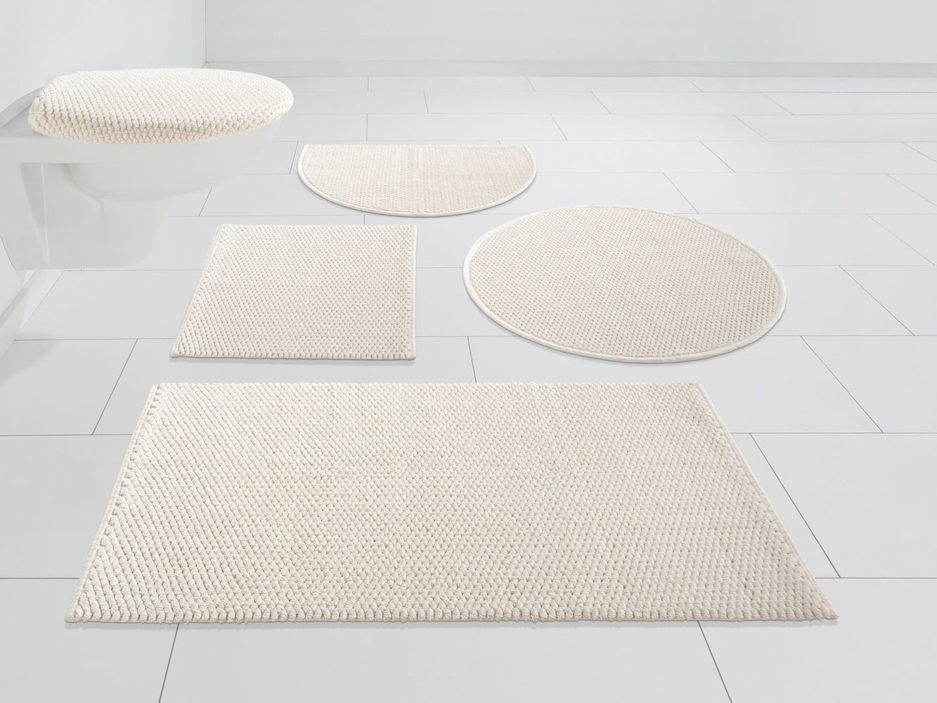 my home Badematte Dalia, Badvorleger, Badezimmer Teppich, Höhe 4 mm, fußbodenheizungsgeeignet, strapazierfähig, Baumwolle, halbrund, Baumwolle, Badteppich, Badematten auch als 2-teiliges Set erhältlich Bild 1