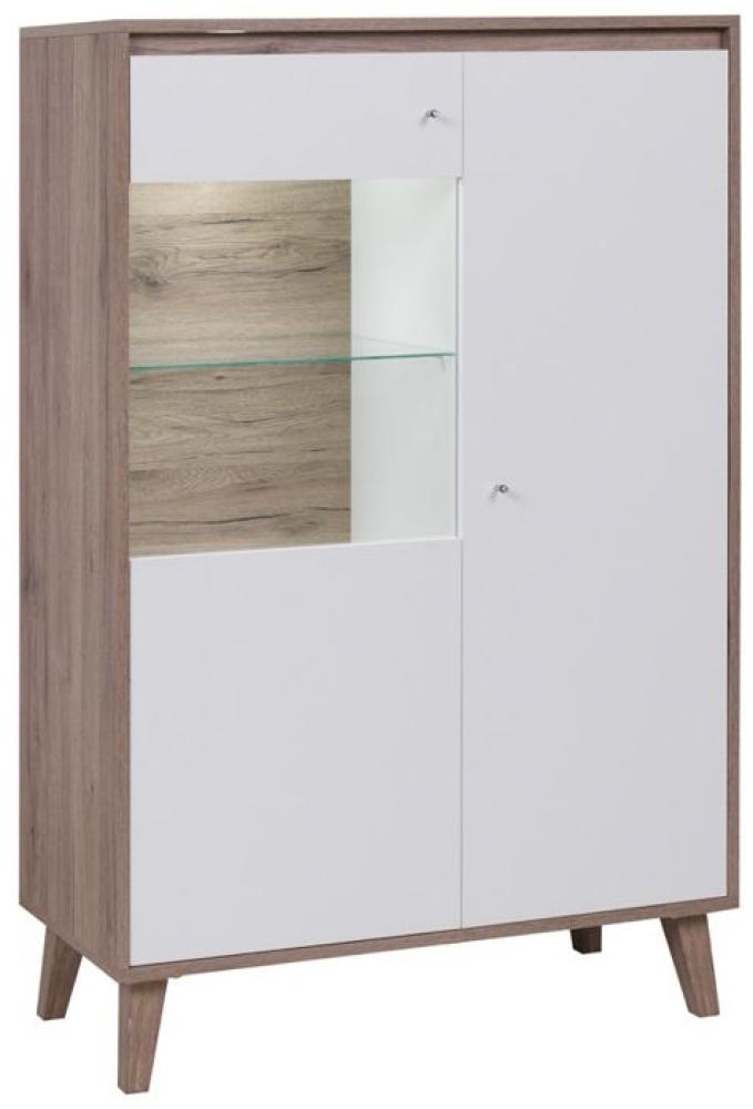 Highboard Schrank KALMAR in Sanremo / Weiss inkl. LED Beleuchtung Bild 1