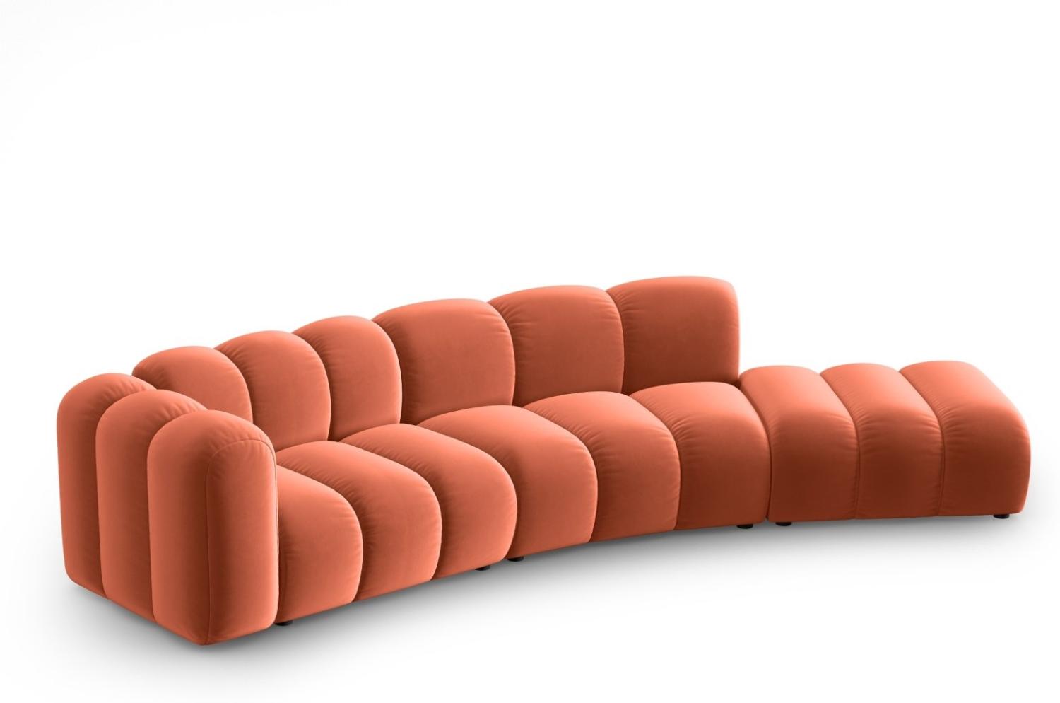 Micadoni 'Lupine' Modulares 5-Sitzer-Sofa, Samtstoff, Rechts, 70 x 166 x 335 cm, Koralle Bild 1