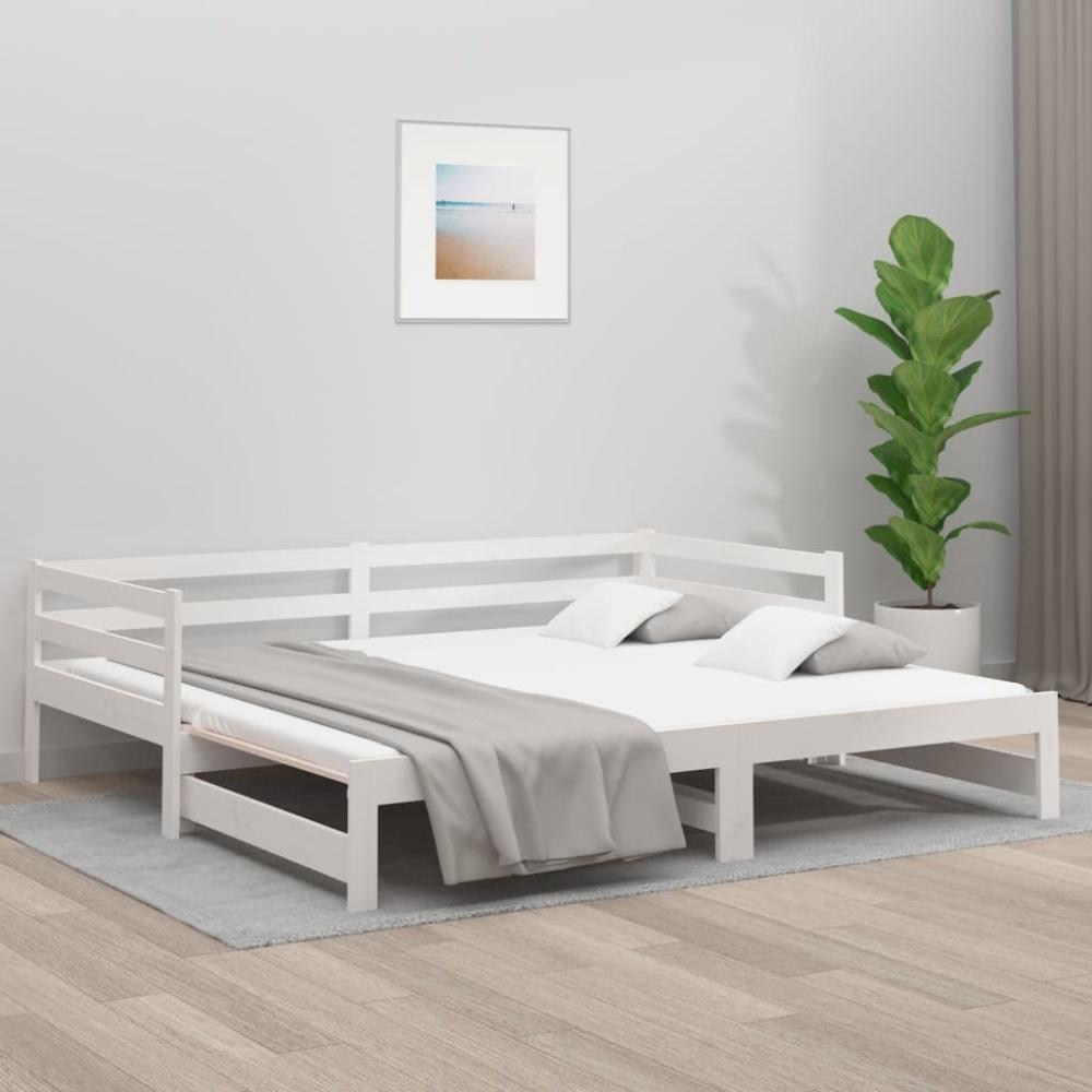 vidaXL Tagesbett Ausziehbar Weiß 2x(90x190) cm Massivholz Kiefer [814655] Bild 1