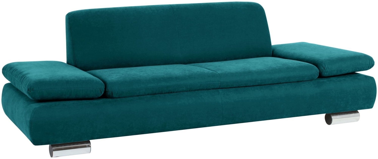 Sofa 2,5-Sitzer Kaye Bezug Veloursstoff Metallfuß verchromt / petrol 23134 Bild 1