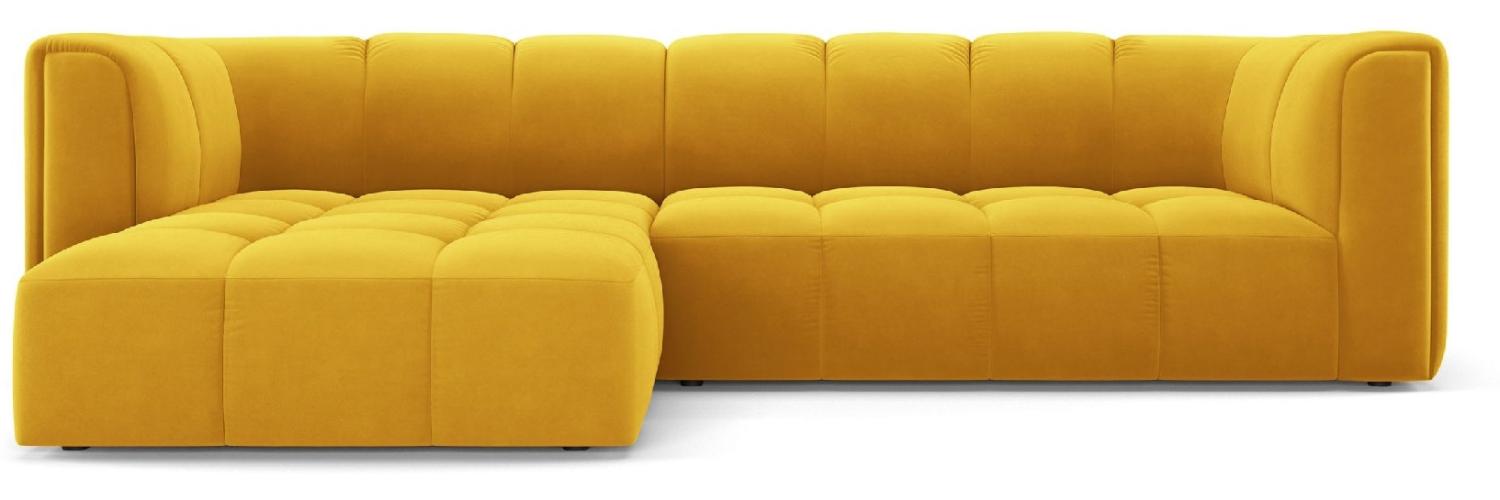 Micadoni Modulares Ecksofa Serena 3-Sitzer Links Samtstoff Gelb Bild 1