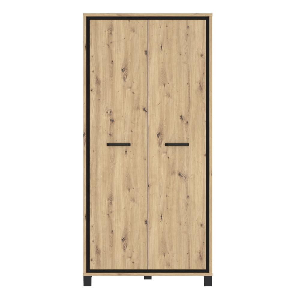 Kleiderschrank >TRONDHEIM< in Artisan Eiche / Schwarz Eiche - 99,1x209x60,3cm B/H/T Bild 1