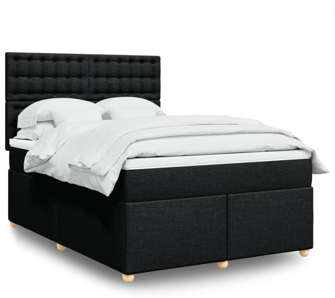 vidaXL Boxspringbett mit Matratze Schwarz 140x200 cm Stoff 3291319 Bild 1