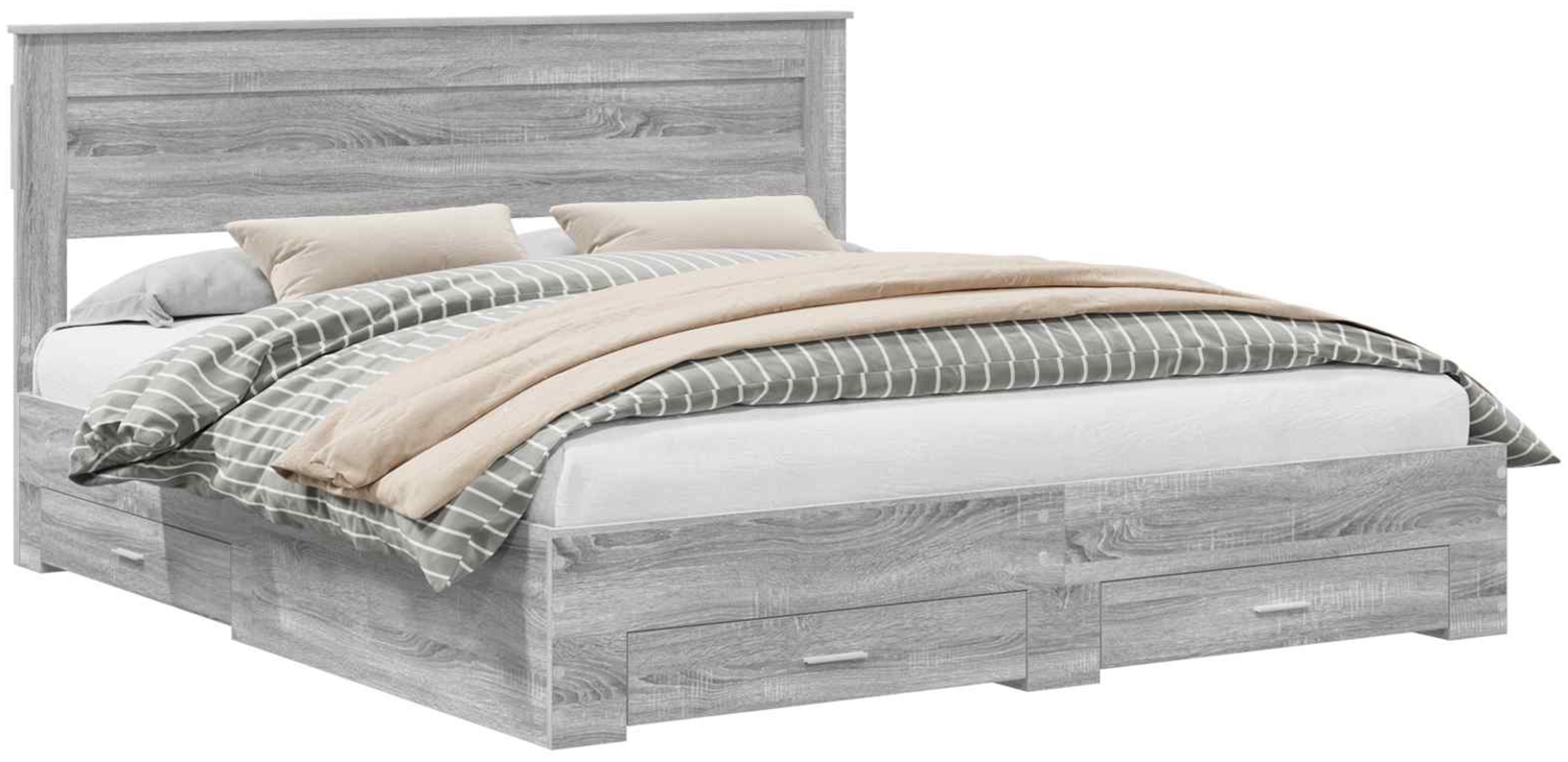 vidaXL Bettrahmen mit Schubladen mit Kopfteil Holzwerkstoff 3409957 Bild 1